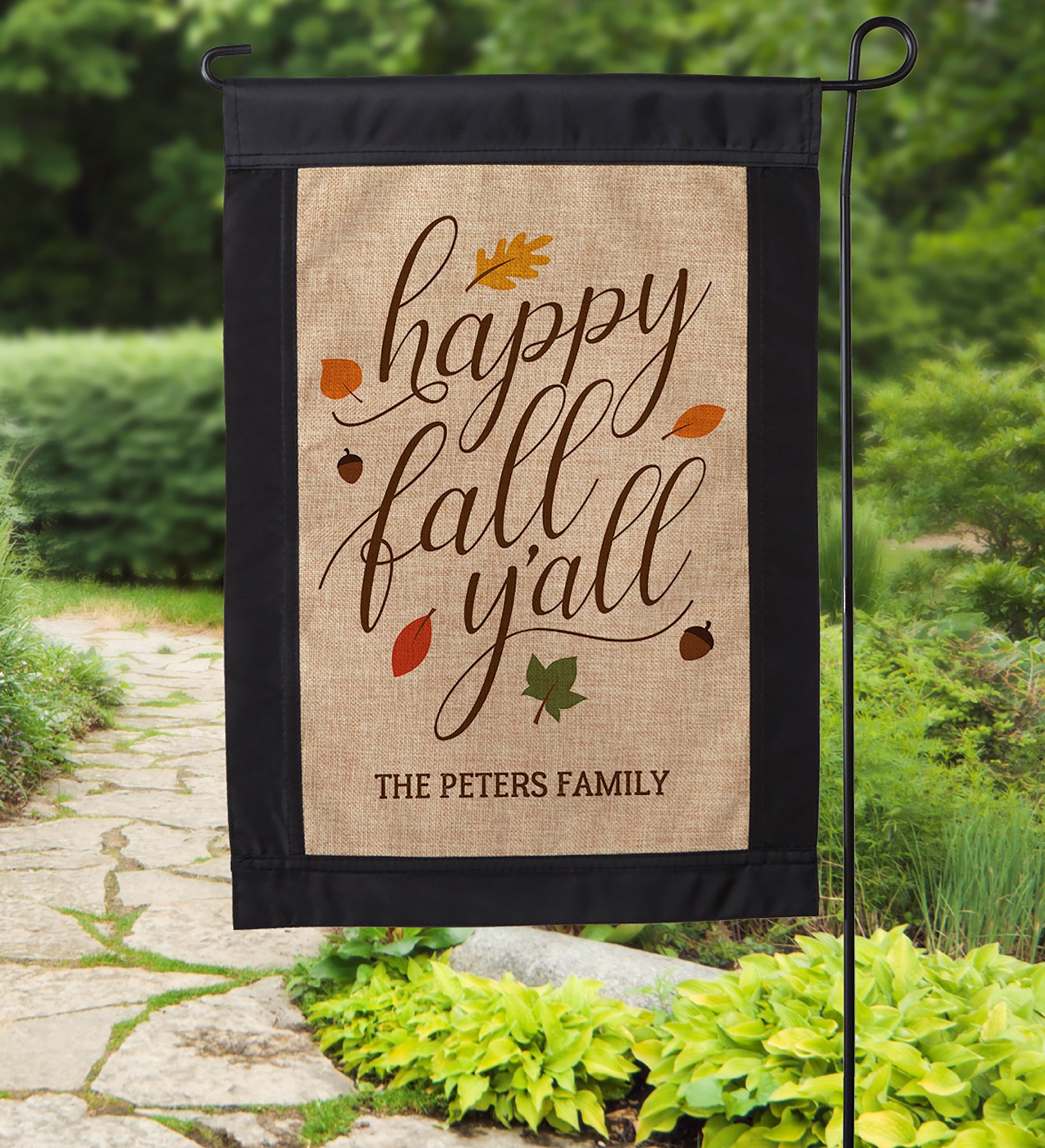 Happy Fall Y'All Personalized Burlap Garden Flag